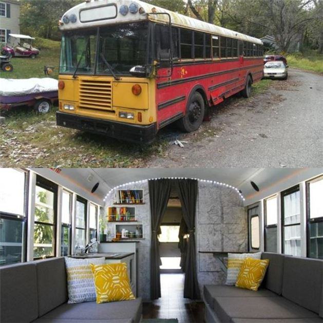 Hurda Okul Otobüsünden Ev Yaptılar