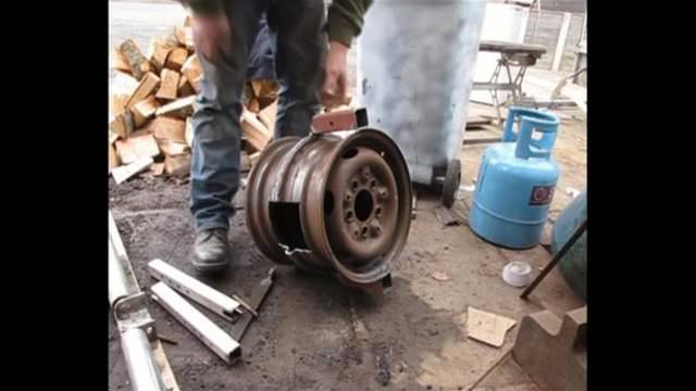 Otomobil jantından mangal yaptı