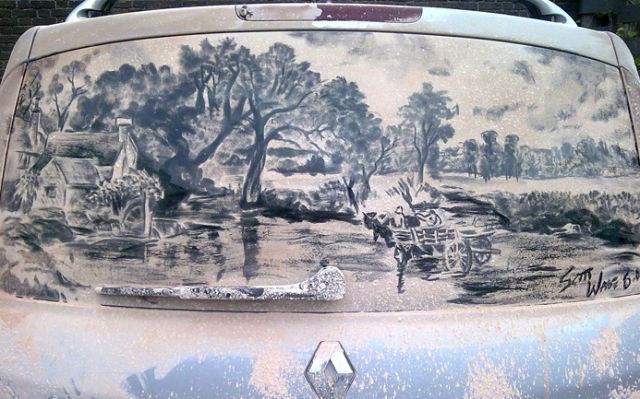 Kirli araçlar sanat eserine dönüştü