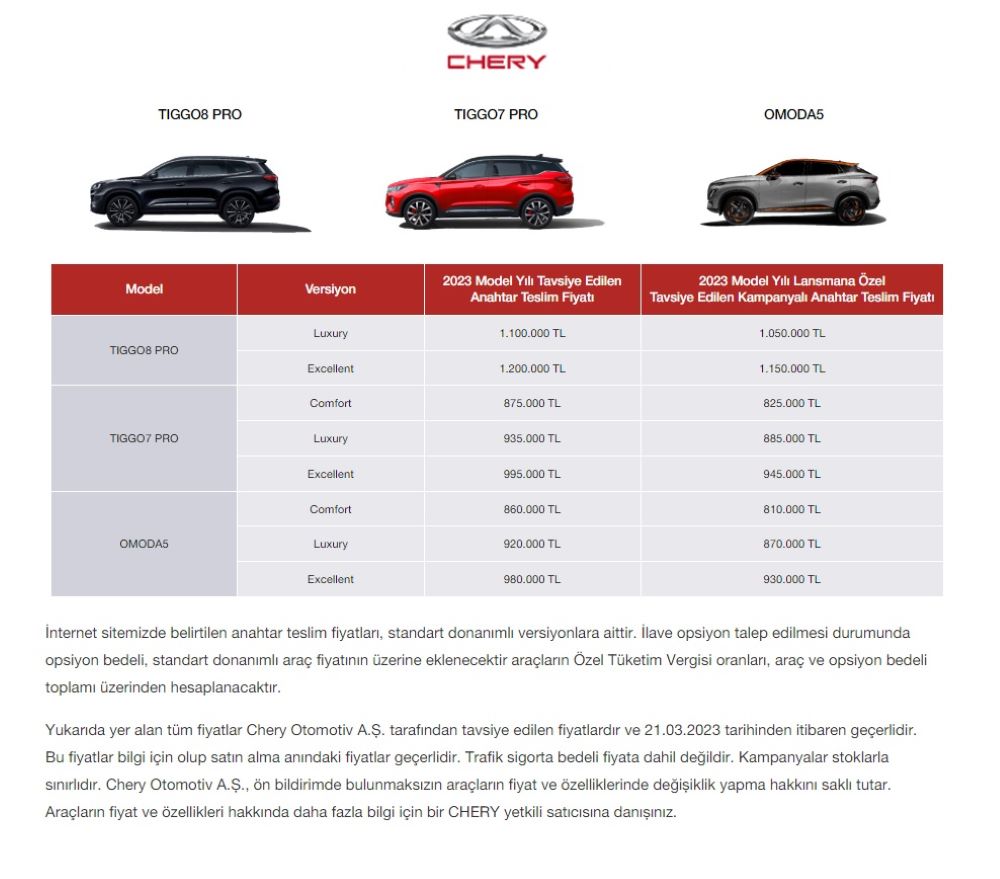 Chery Modelleri Türkiye’de Satışa Sunuldu - Haberler Haberleri