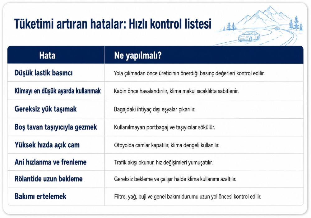 Sürüşte tüketimi artıran hatalar