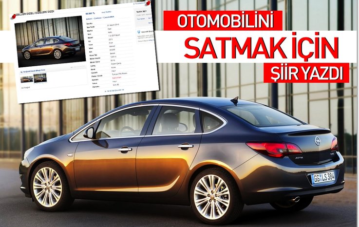 Otomobilini satmak için şiir yazdı